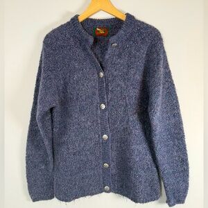 Alps Mohair Blend Crochet Knit Super Soft Button Up Down Cardigan Sweater Small‎